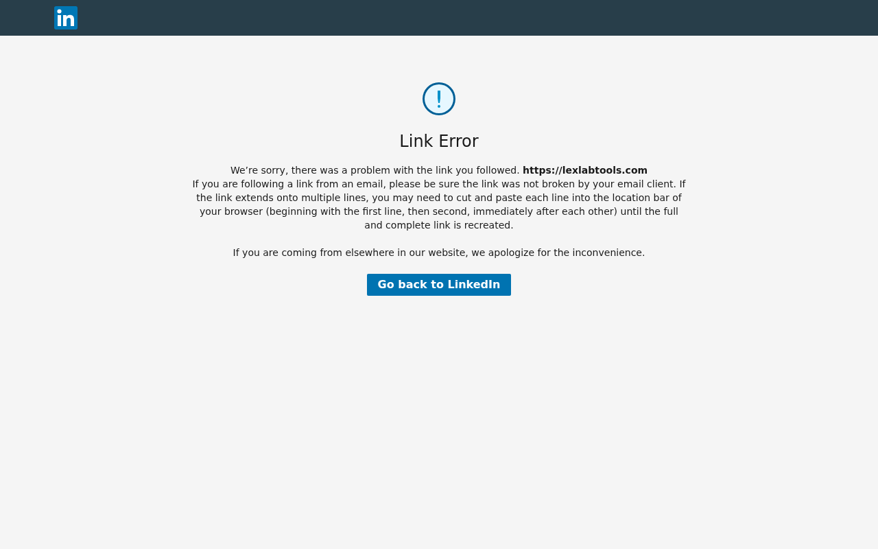 LinkedIn link error page